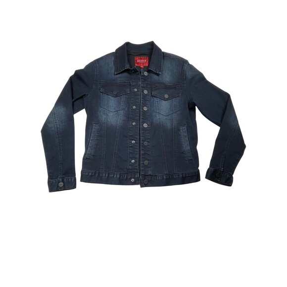 Guess Womens Dark Wash Denim Jacket S With Button Pockets Size‎ Small NWOT - Picture 1 of 12